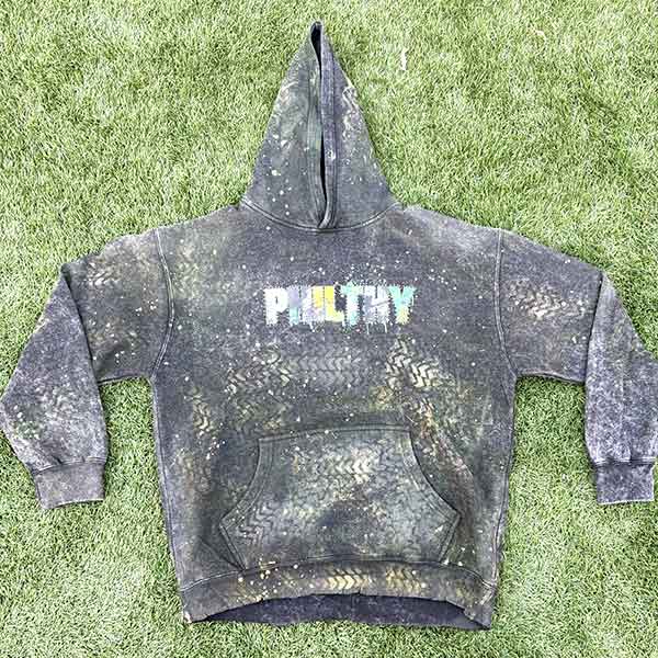 Front print custom hoodie produced for a Las Vegas brand apparel order